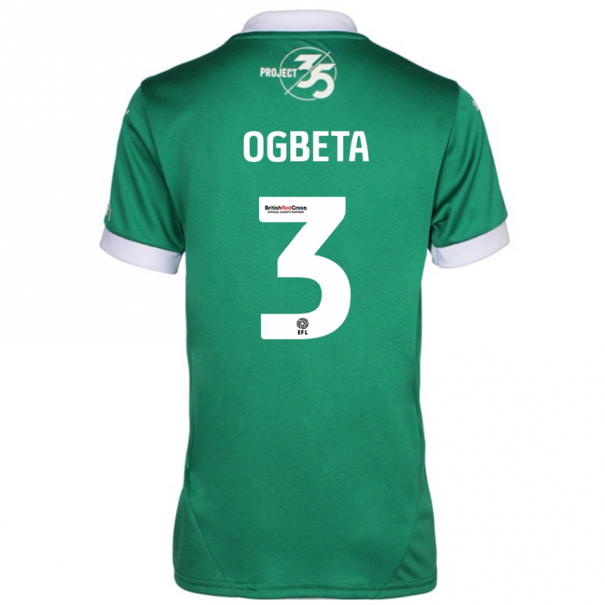 Kids Football Nathanael Ogbeta #3 Green White Home Jersey 2024/25 T-Shirt Uk