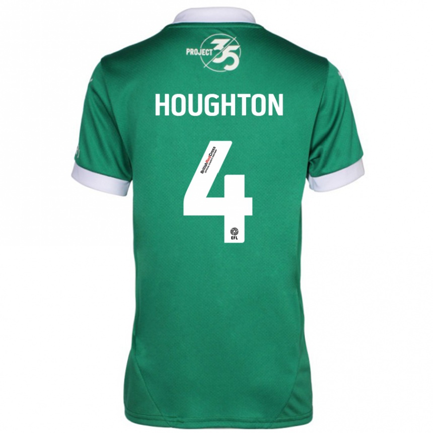 Kids Football Jordan Houghton #4 Green White Home Jersey 2024/25 T-Shirt Uk