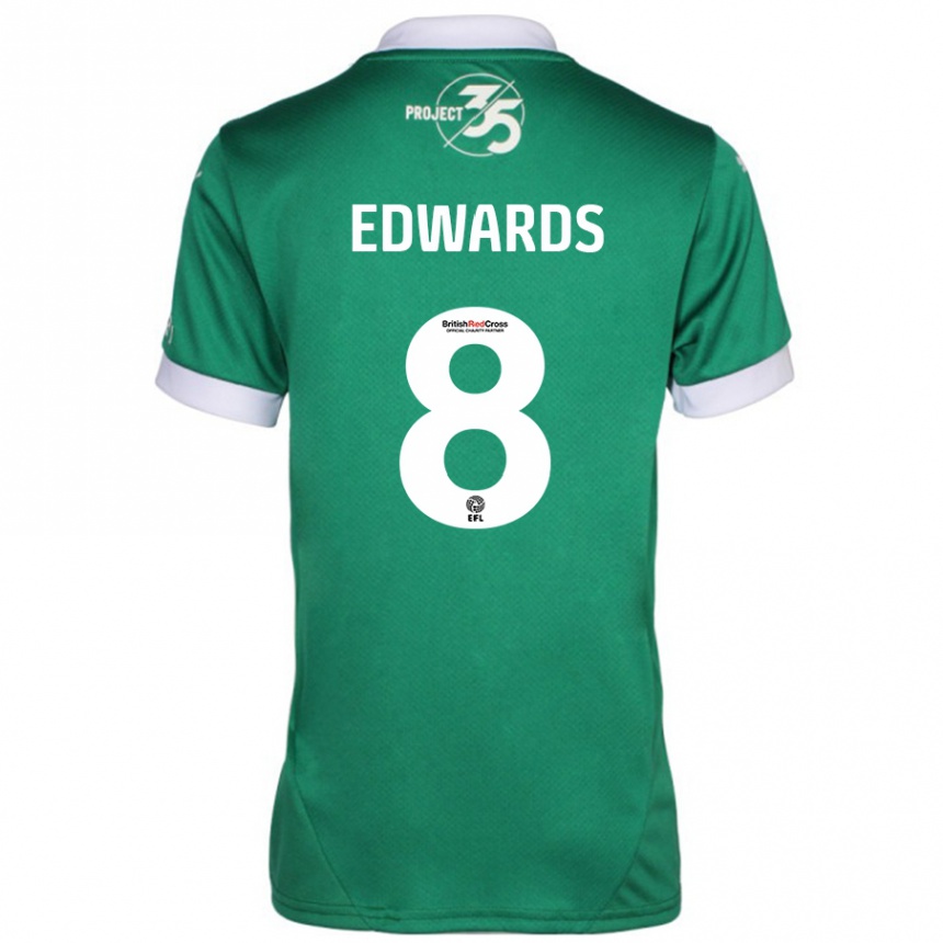 Kids Football Joe Edwards #8 Green White Home Jersey 2024/25 T-Shirt Uk