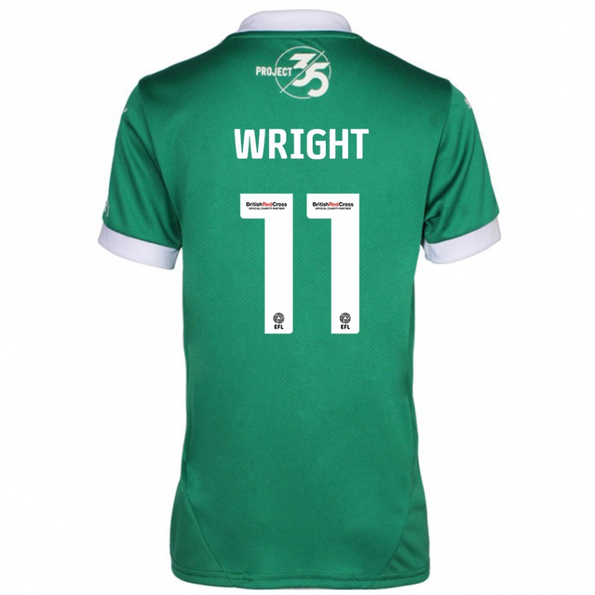 Kids Football Callum Wright #11 Green White Home Jersey 2024/25 T-Shirt Uk