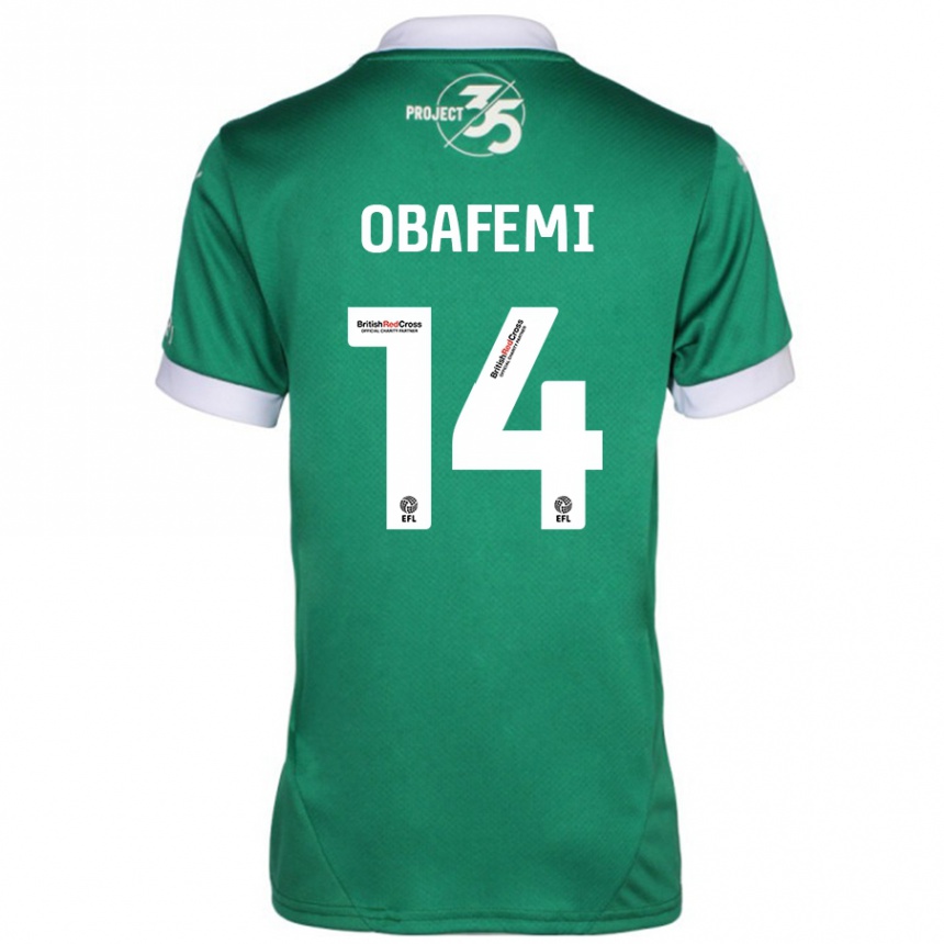 Kids Football Michael Obafemi #14 Green White Home Jersey 2024/25 T-Shirt Uk