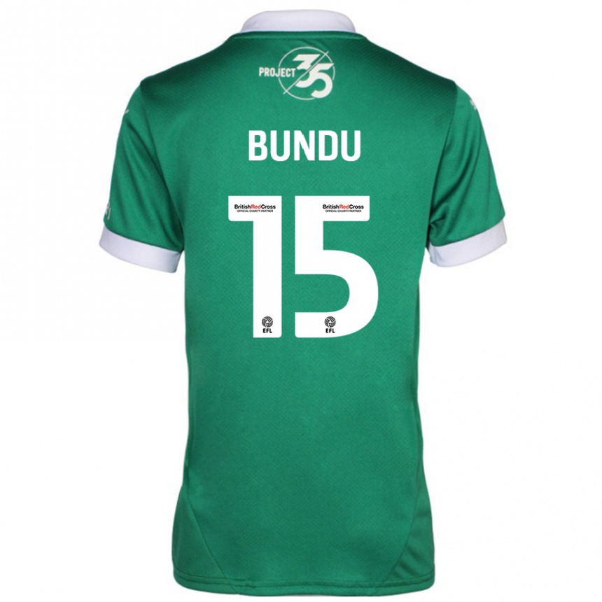 Kids Football Mustapha Bundu #15 Green White Home Jersey 2024/25 T-Shirt Uk