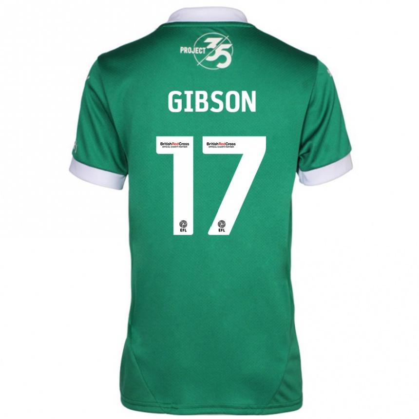 Kids Football Lewis Gibson #17 Green White Home Jersey 2024/25 T-Shirt Uk