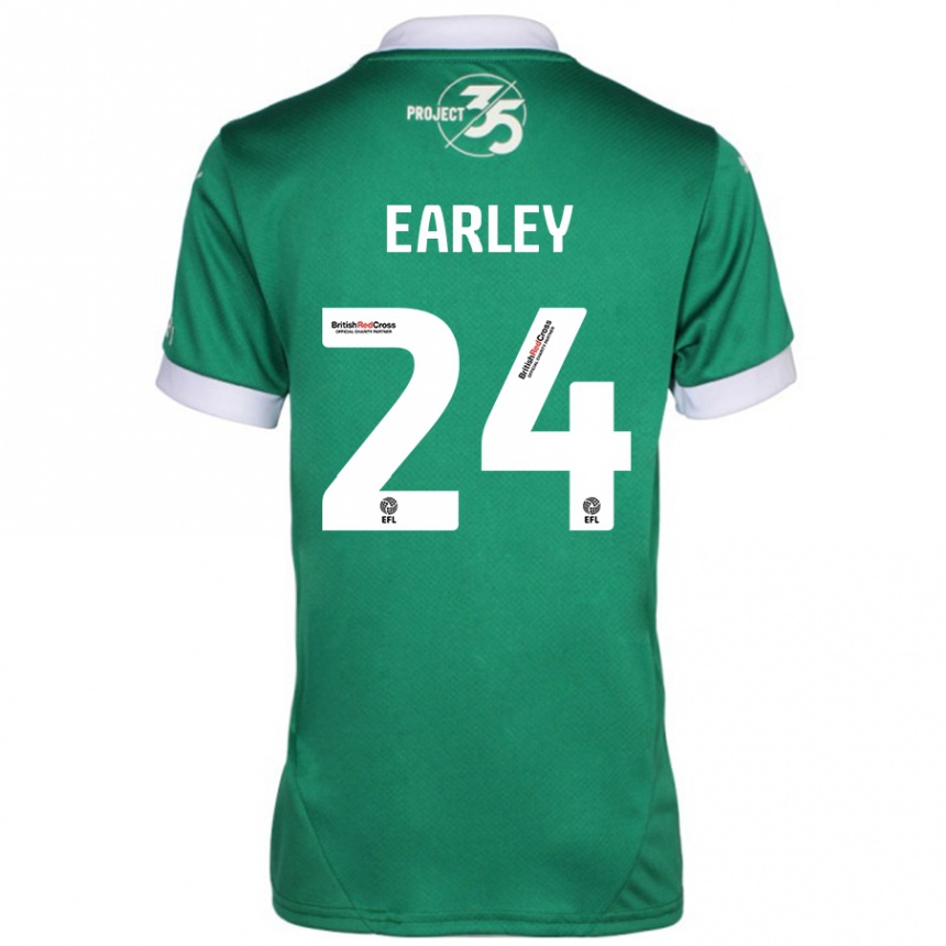 Kids Football Saxon Earley #24 Green White Home Jersey 2024/25 T-Shirt Uk