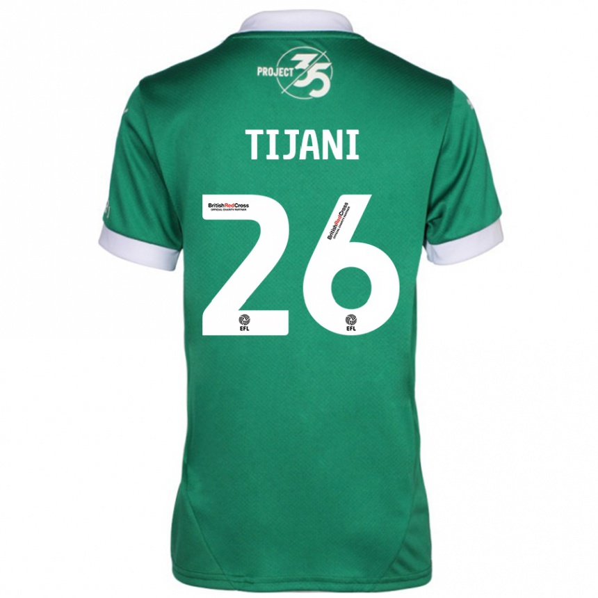 Kids Football Muhamed Tijani #26 Green White Home Jersey 2024/25 T-Shirt Uk