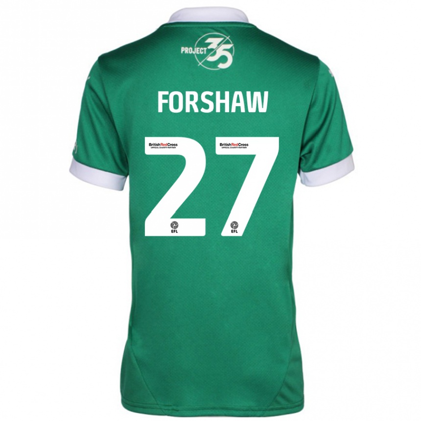 Kids Football Adam Forshaw #27 Green White Home Jersey 2024/25 T-Shirt Uk