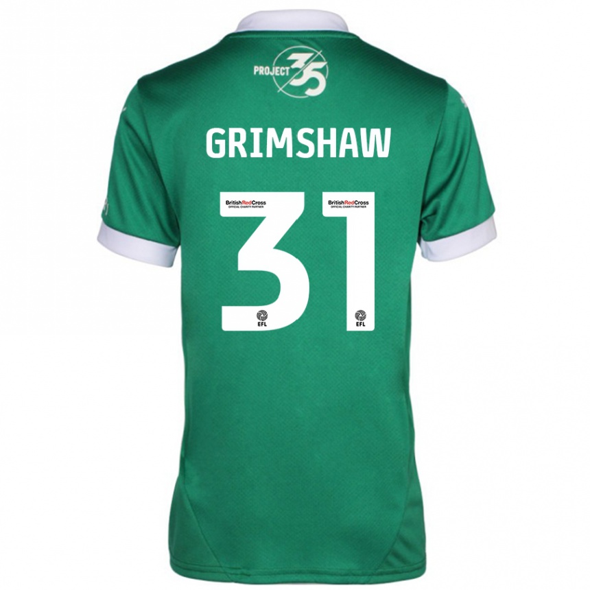 Kids Football Daniel Grimshaw #31 Green White Home Jersey 2024/25 T-Shirt Uk