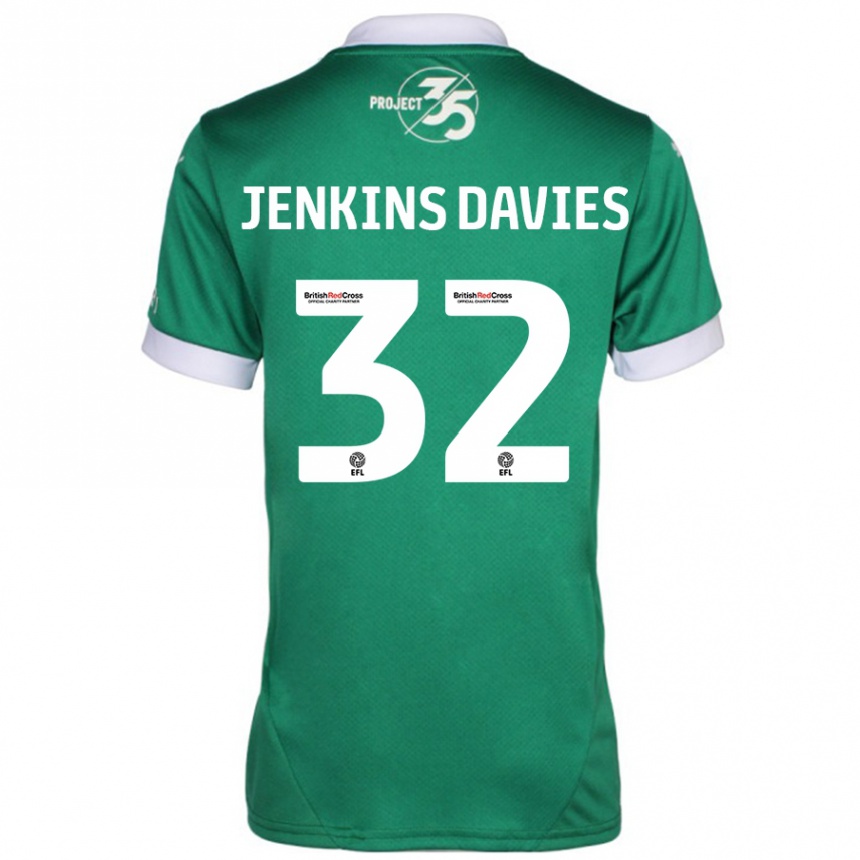 Kids Football Will Jenkins-Davies #32 Green White Home Jersey 2024/25 T-Shirt Uk