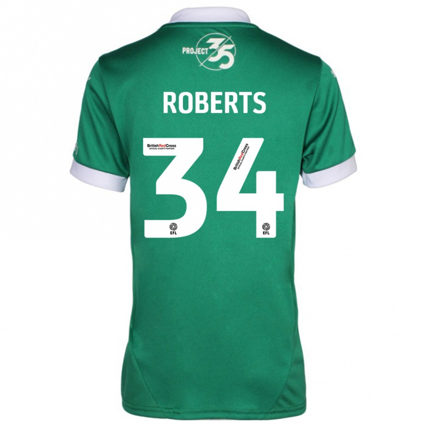 Kids Football Caleb Roberts #34 Green White Home Jersey 2024/25 T-Shirt Uk