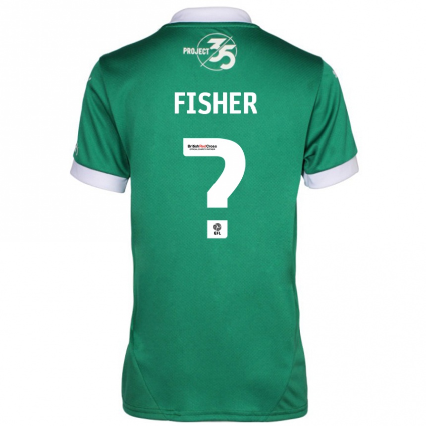 Kids Football Cole Fisher #0 Green White Home Jersey 2024/25 T-Shirt Uk