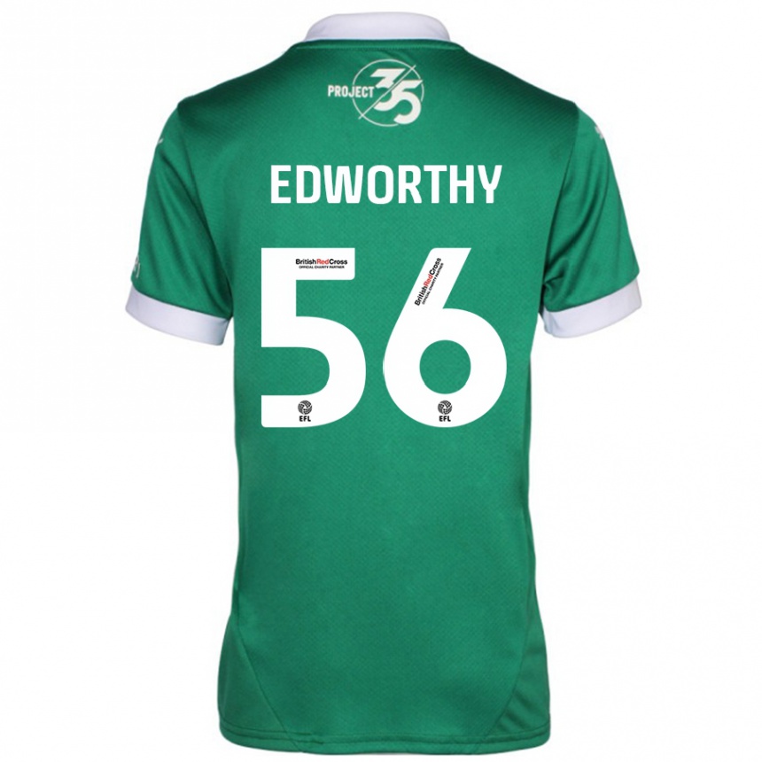 Kids Football Kieran Edworthy #56 Green White Home Jersey 2024/25 T-Shirt Uk