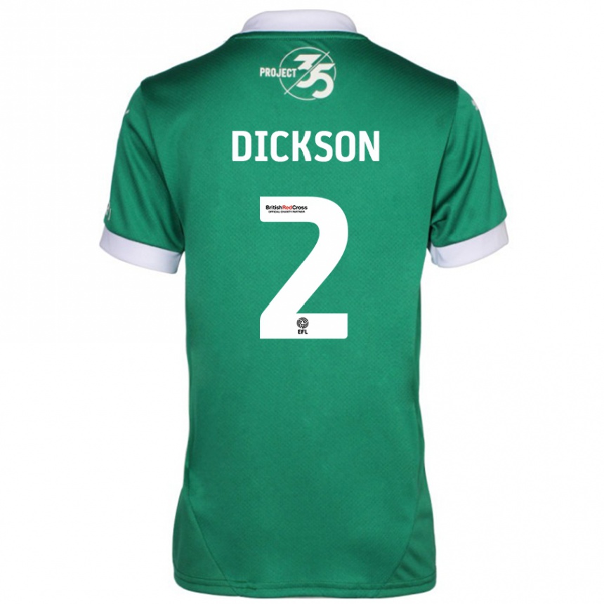 Kids Football Katie Dickson #2 Green White Home Jersey 2024/25 T-Shirt Uk