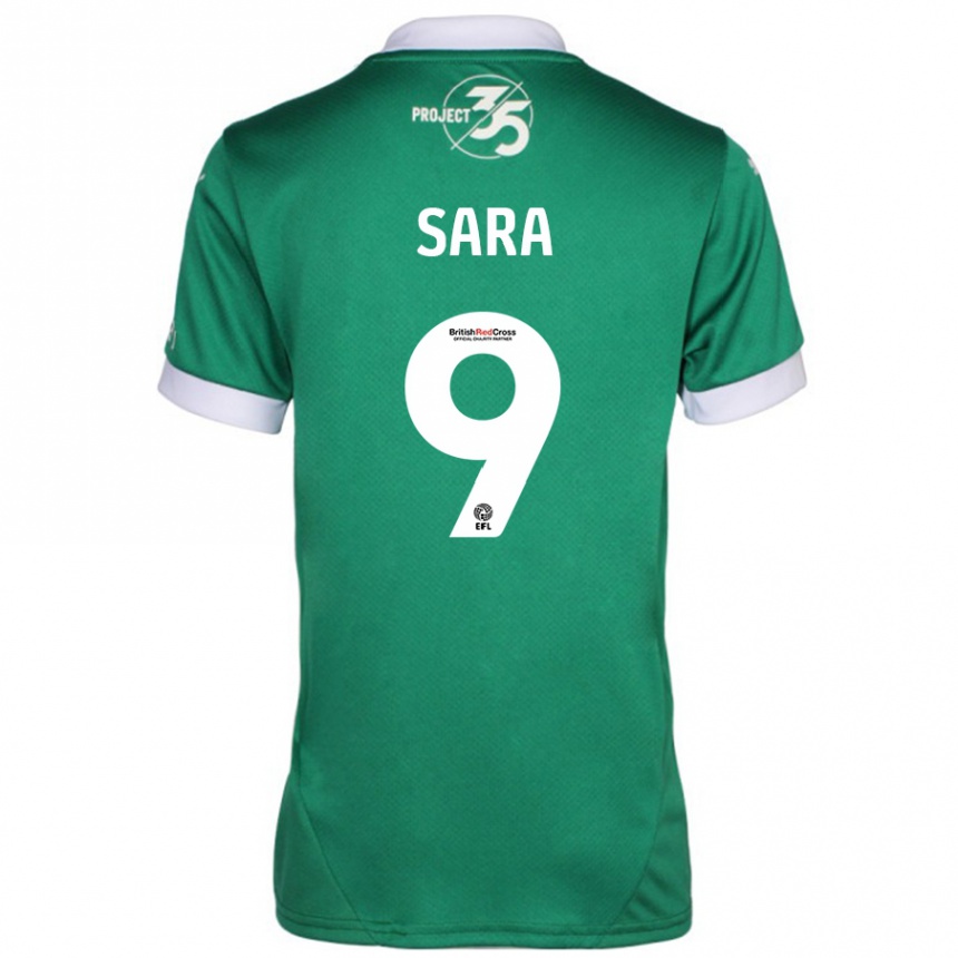 Kids Football Ellie Sara #9 Green White Home Jersey 2024/25 T-Shirt Uk