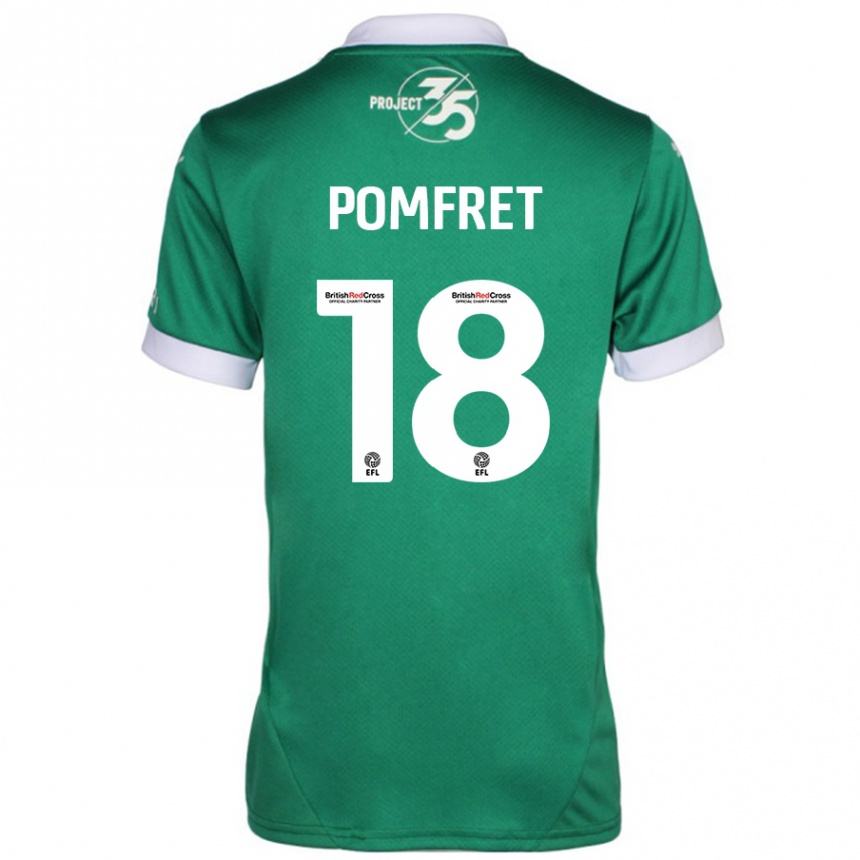 Kids Football Taya Pomfret #18 Green White Home Jersey 2024/25 T-Shirt Uk