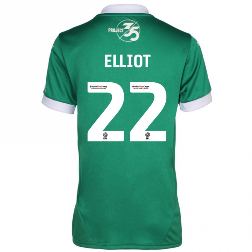 Kids Football Emily Elliot #22 Green White Home Jersey 2024/25 T-Shirt Uk