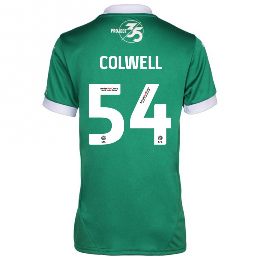 Kids Football Lewis Colwell #54 Green White Home Jersey 2024/25 T-Shirt Uk