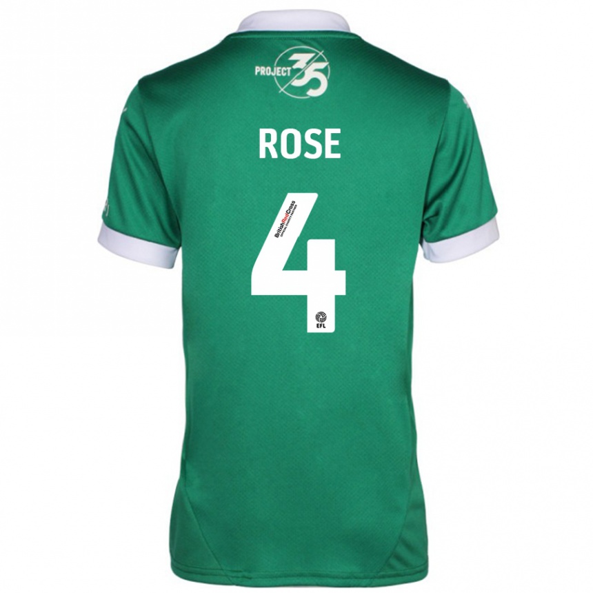 Kids Football Jemma Rose #4 Green White Home Jersey 2024/25 T-Shirt Uk