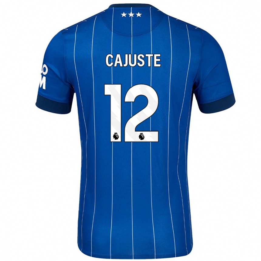 Kids Football Jens Cajuste #12 Navy Blue Home Jersey 2024/25 T-Shirt Uk