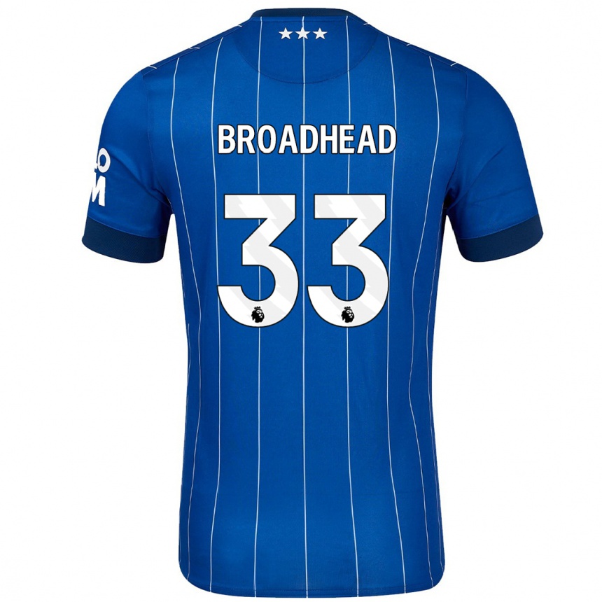 Kids Football Nathan Broadhead #33 Navy Blue Home Jersey 2024/25 T-Shirt Uk