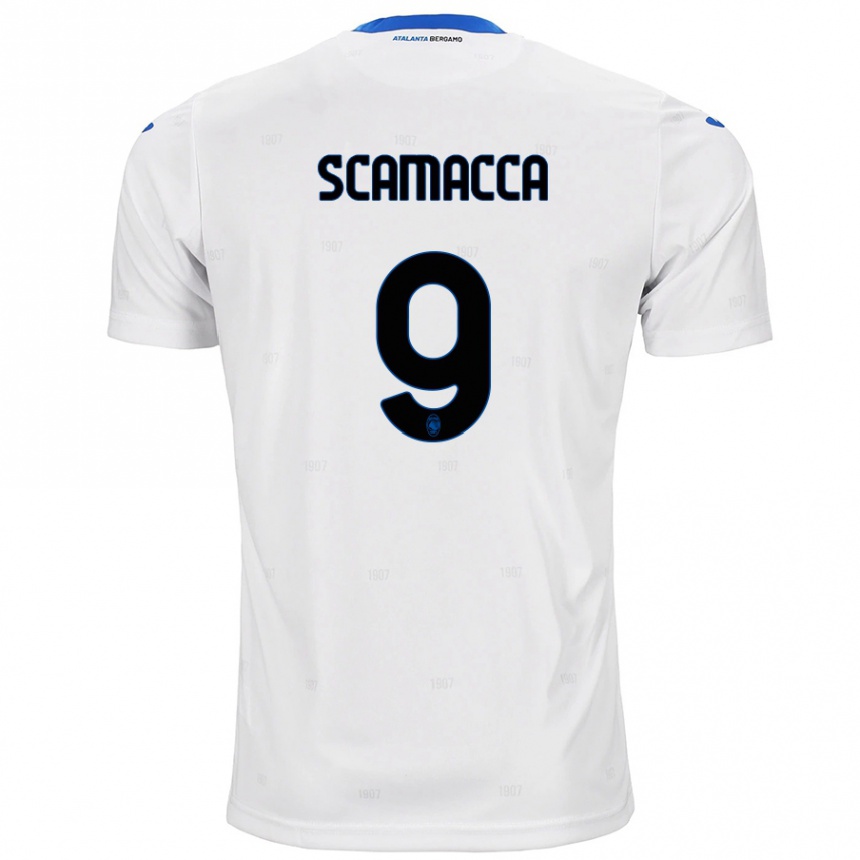 Kids Football Gianluca Scamacca #9 White Away Jersey 2024/25 T-Shirt Uk