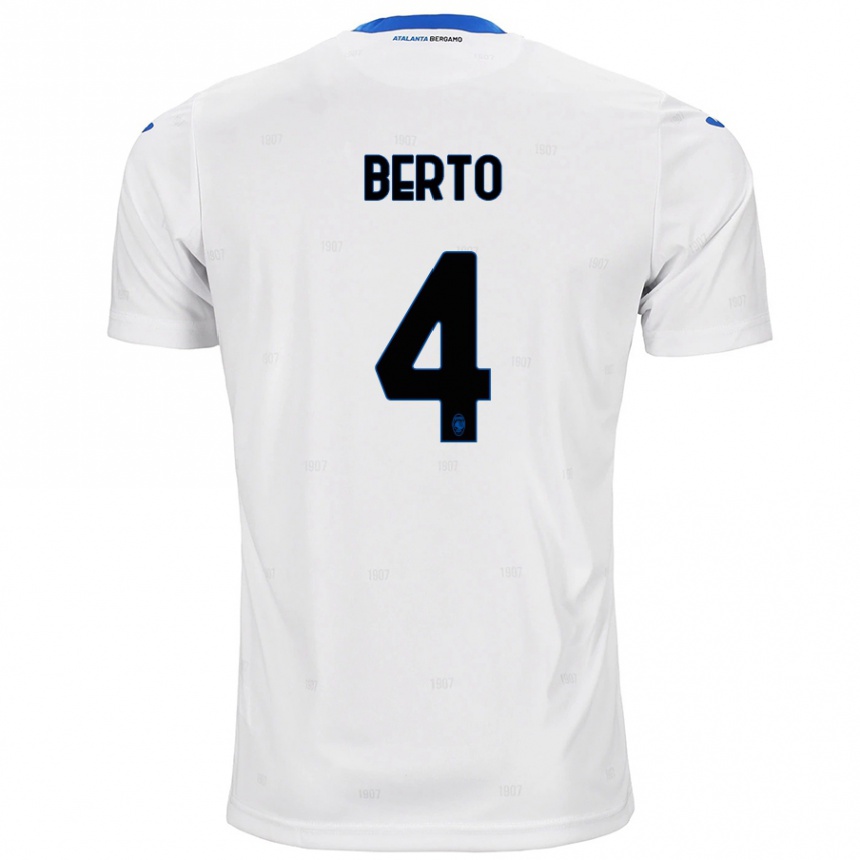 Kids Football Gabriele Berto #4 White Away Jersey 2024/25 T-Shirt Uk