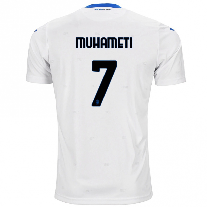 Kids Football Endri Muhameti #7 White Away Jersey 2024/25 T-Shirt Uk