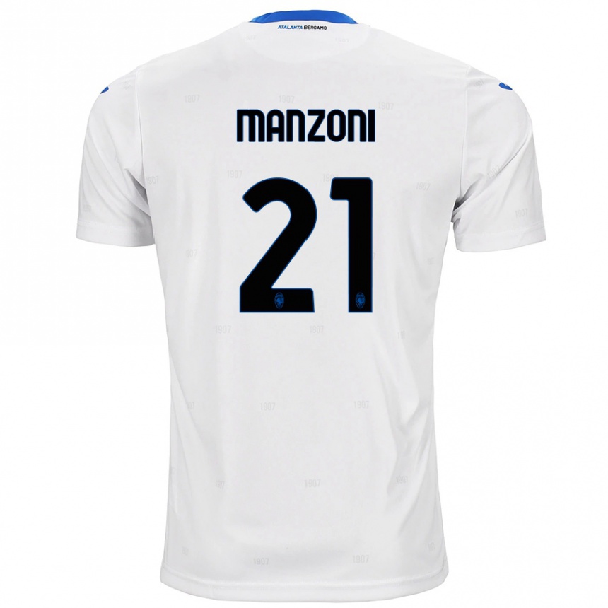 Kids Football Alberto Manzoni #21 White Away Jersey 2024/25 T-Shirt Uk