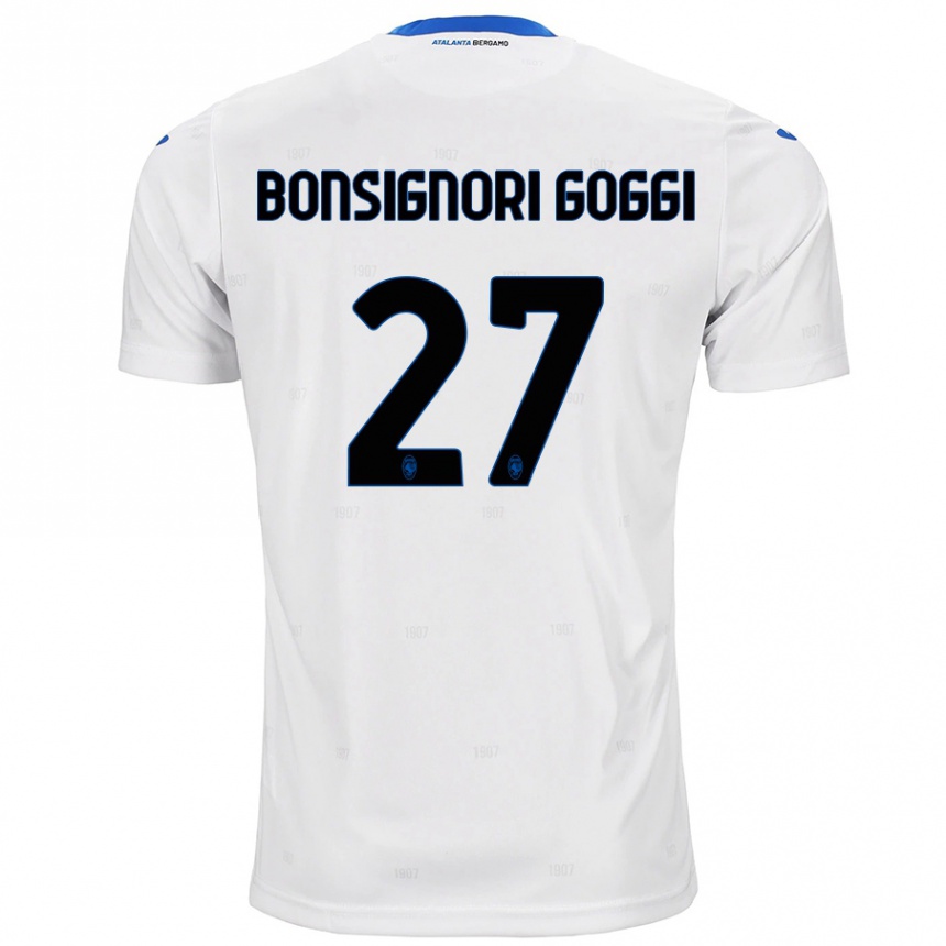 Kids Football Lorenzo Bonsignori Goggi #27 White Away Jersey 2024/25 T-Shirt Uk