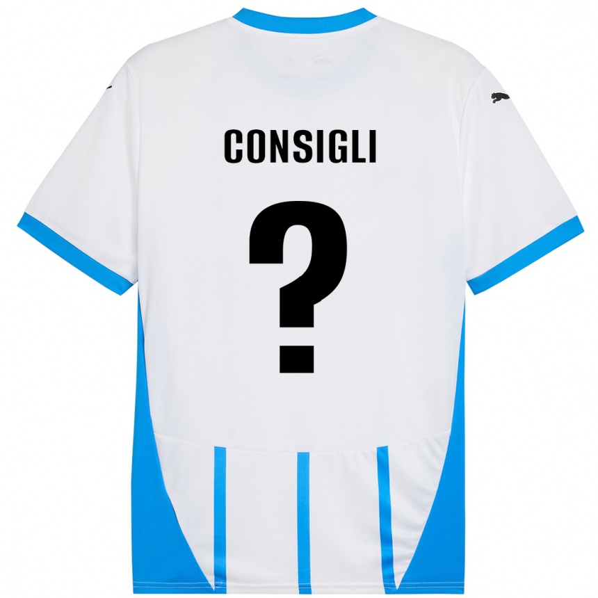 Kids Football Andrea Consigli #0 White Blue Away Jersey 2024/25 T-Shirt Uk