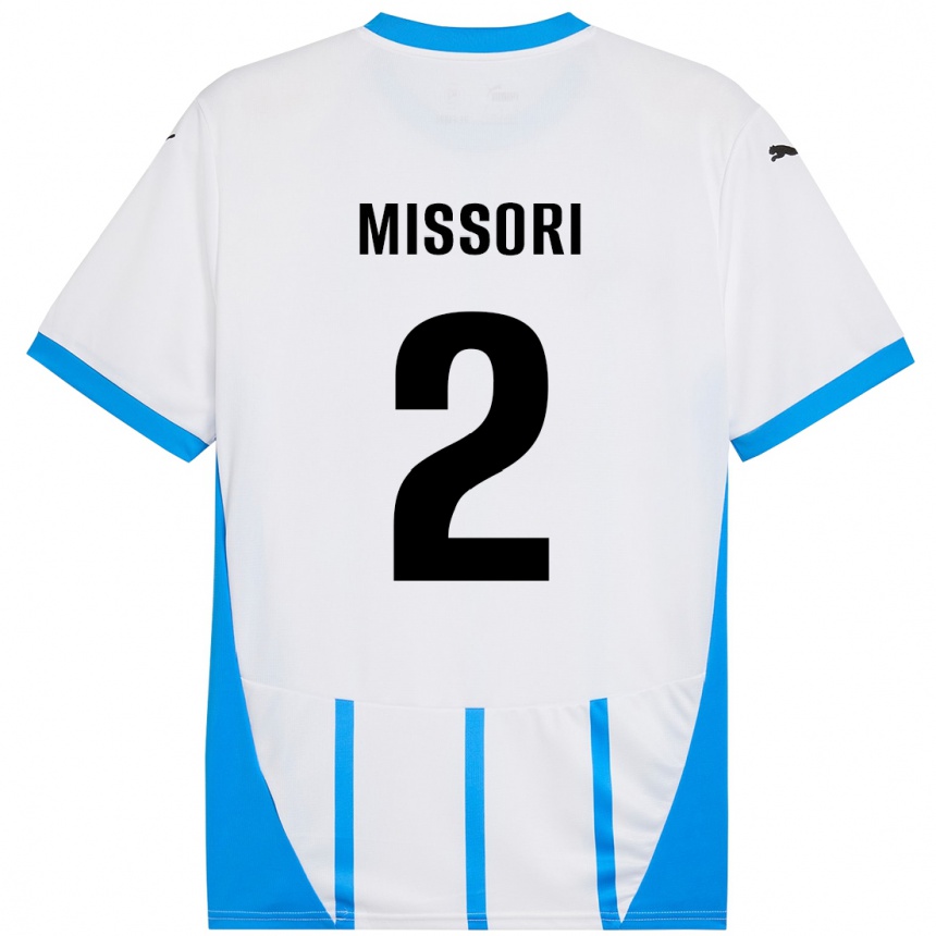 Kids Football Filippo Missori #2 White Blue Away Jersey 2024/25 T-Shirt Uk