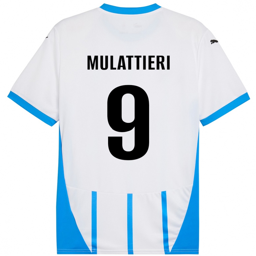 Kids Football Samuele Mulattieri #9 White Blue Away Jersey 2024/25 T-Shirt Uk