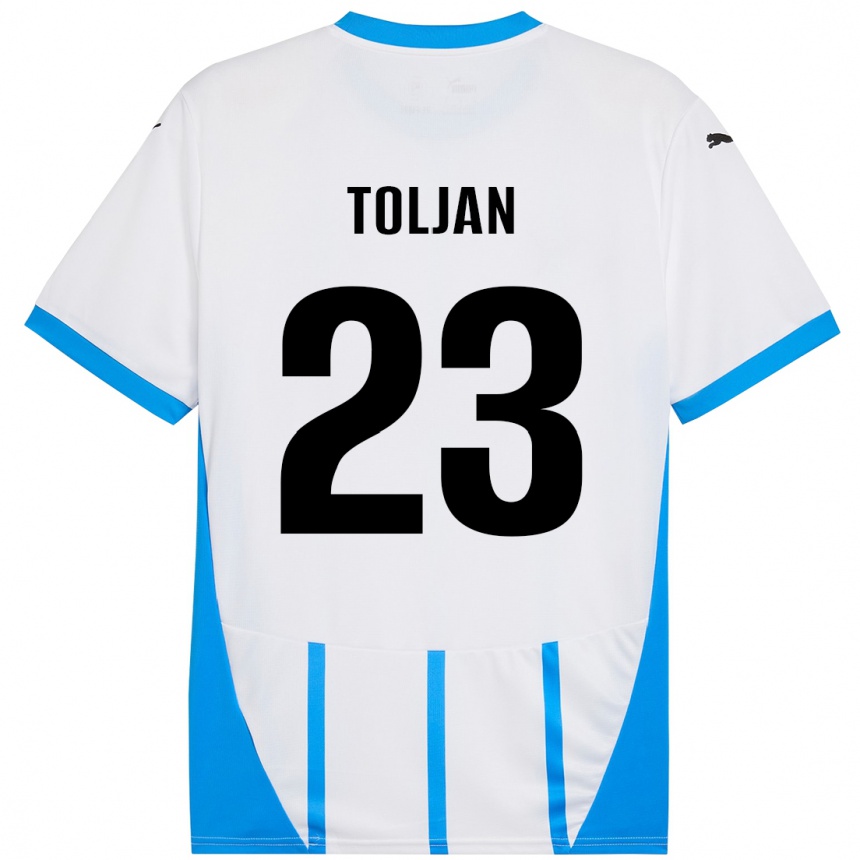 Kids Football Jeremy Toljan #23 White Blue Away Jersey 2024/25 T-Shirt Uk