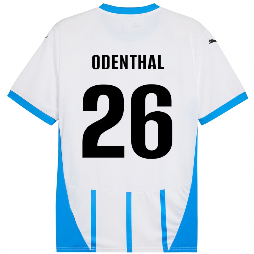 Kids Football Cas Odenthal #26 White Blue Away Jersey 2024/25 T-Shirt Uk