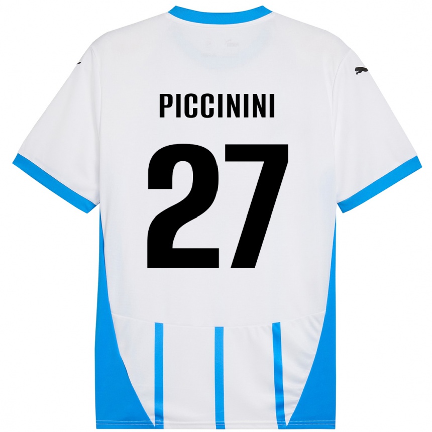 Kids Football Stefano Piccinini #27 White Blue Away Jersey 2024/25 T-Shirt Uk