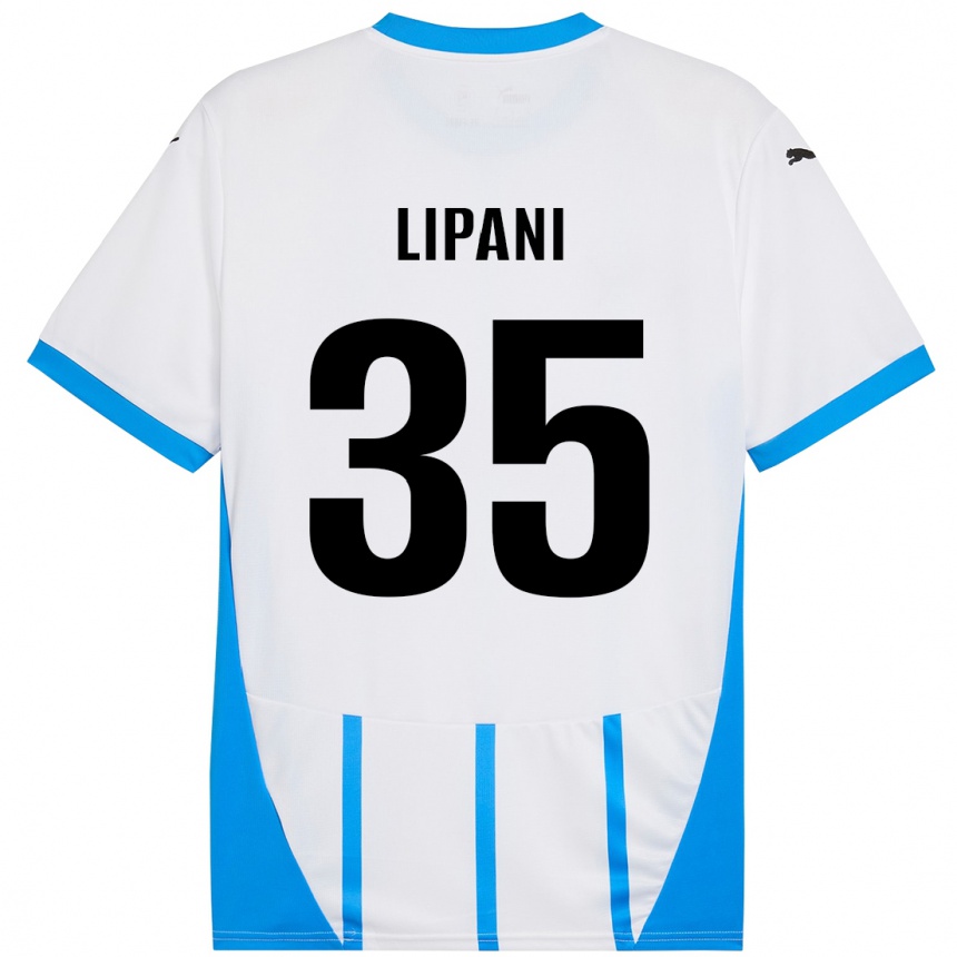 Kids Football Luca Lipani #35 White Blue Away Jersey 2024/25 T-Shirt Uk