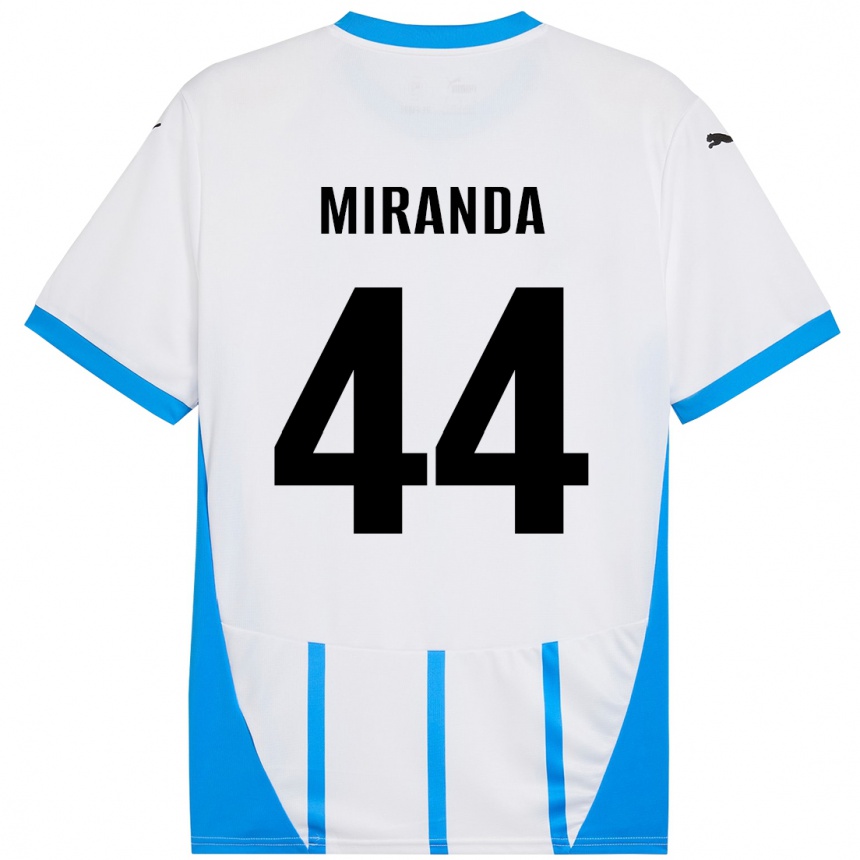 Kids Football Kevin Miranda #44 White Blue Away Jersey 2024/25 T-Shirt Uk