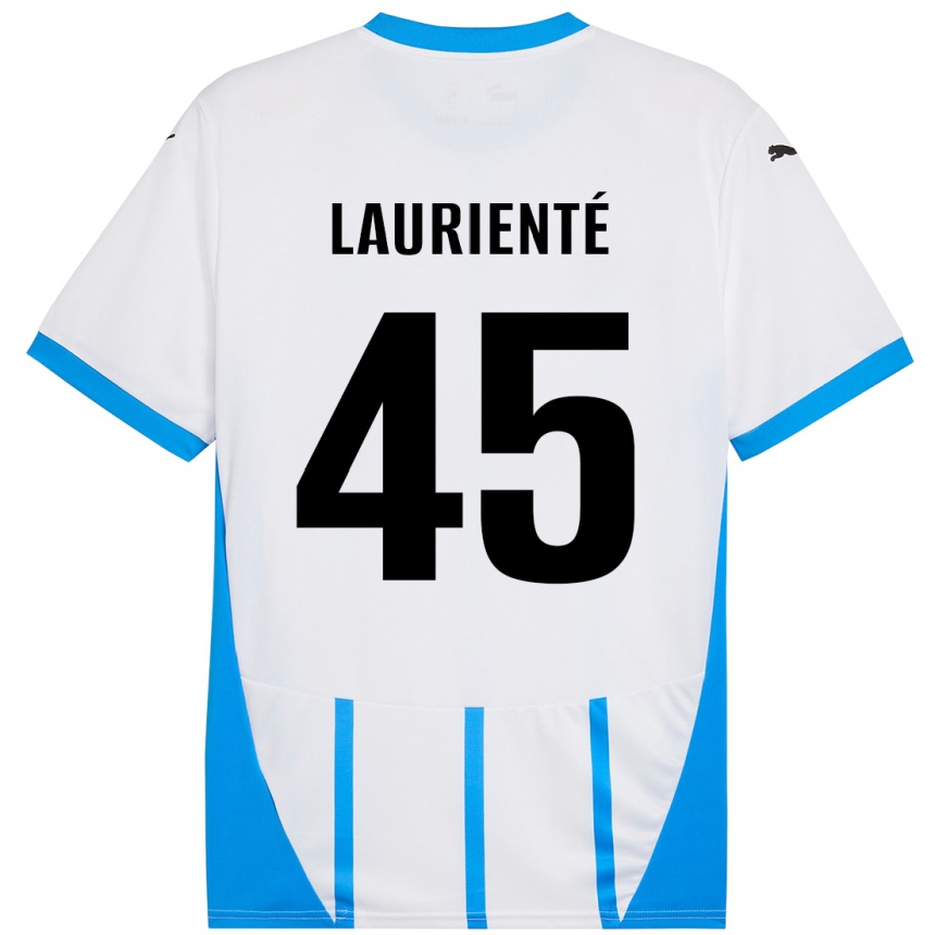 Kids Football Armand Laurienté #45 White Blue Away Jersey 2024/25 T-Shirt Uk