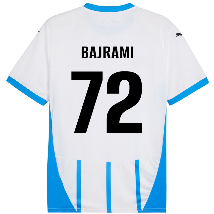 Kids Football Nedim Bajrami #72 White Blue Away Jersey 2024/25 T-Shirt Uk