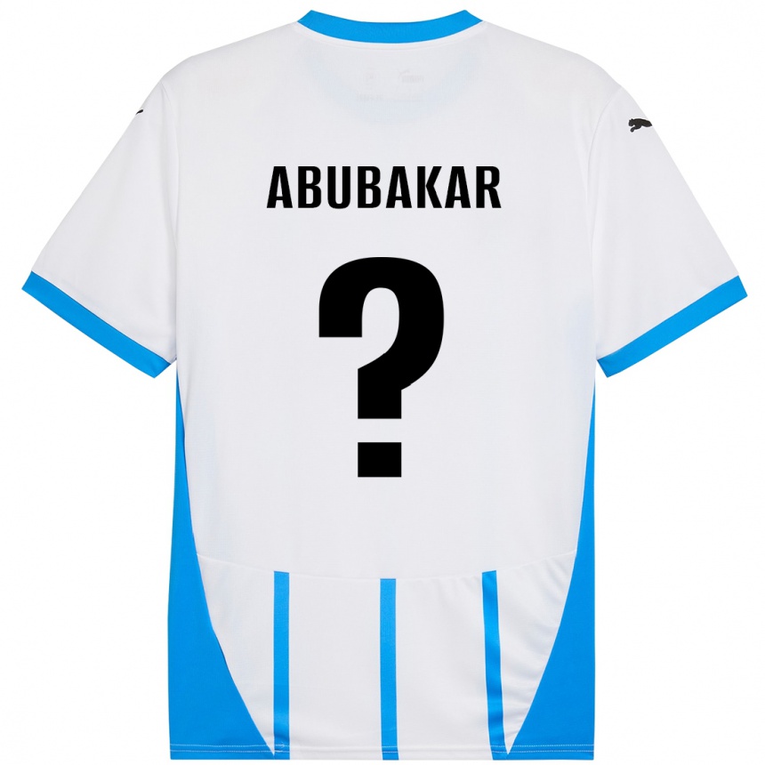 Kids Football Salim Abubakar #0 White Blue Away Jersey 2024/25 T-Shirt Uk