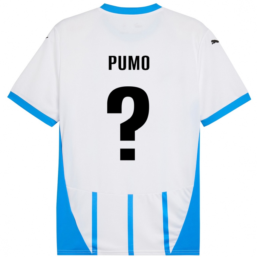 Kids Football Samuele Pumo #0 White Blue Away Jersey 2024/25 T-Shirt Uk