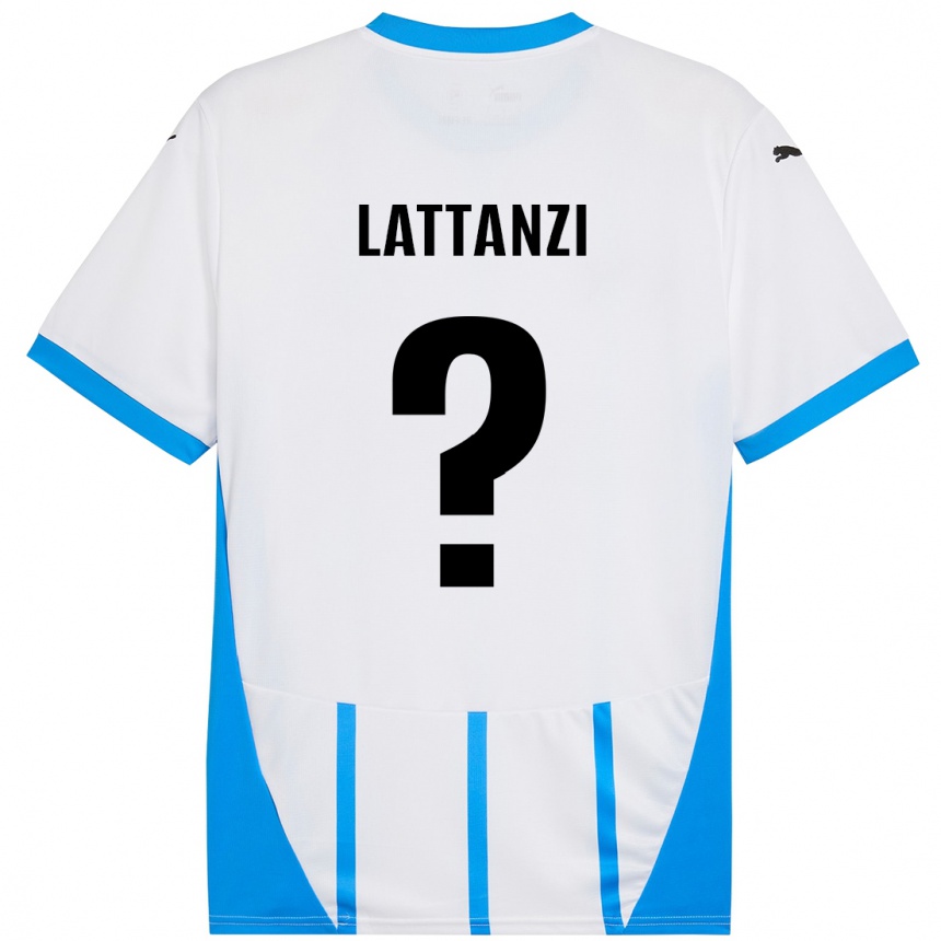 Kids Football Luca Lattanzi #0 White Blue Away Jersey 2024/25 T-Shirt Uk