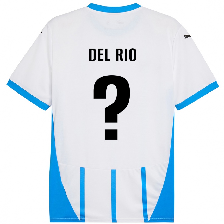 Kids Football Davide Del Rio #0 White Blue Away Jersey 2024/25 T-Shirt Uk