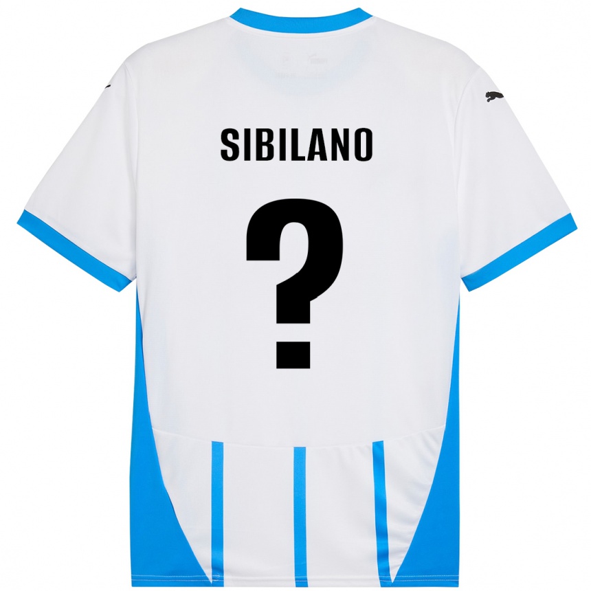 Kids Football Alessio Sibilano #0 White Blue Away Jersey 2024/25 T-Shirt Uk