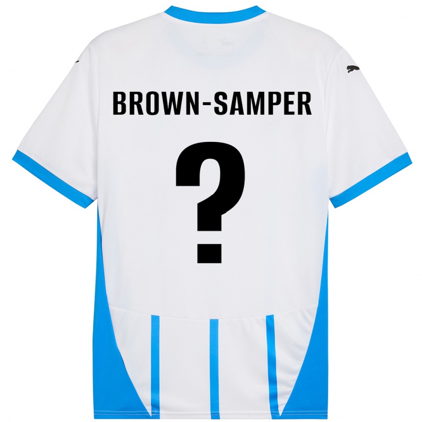 Kids Football Isaac Brown-Samper #0 White Blue Away Jersey 2024/25 T-Shirt Uk