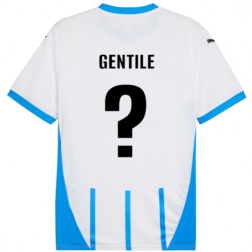 Kids Football Raffaele Gentile #0 White Blue Away Jersey 2024/25 T-Shirt Uk