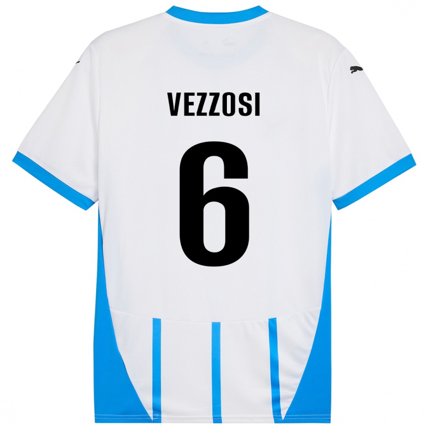 Kids Football Giorgio Vezzosi #6 White Blue Away Jersey 2024/25 T-Shirt Uk