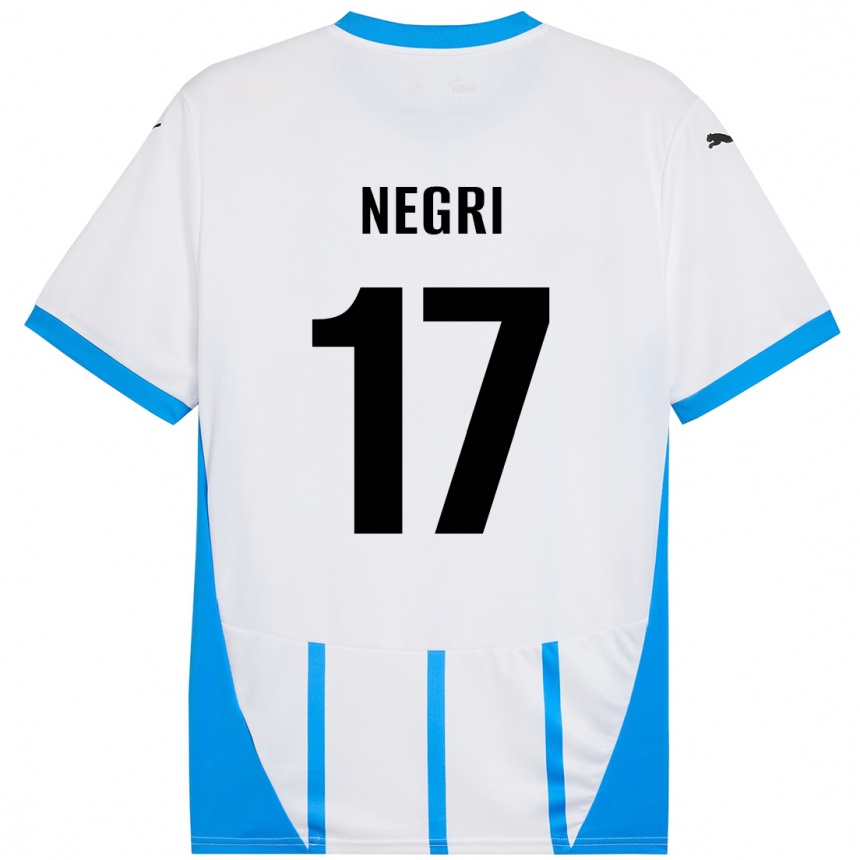 Kids Football Gabriele Negri #17 White Blue Away Jersey 2024/25 T-Shirt Uk