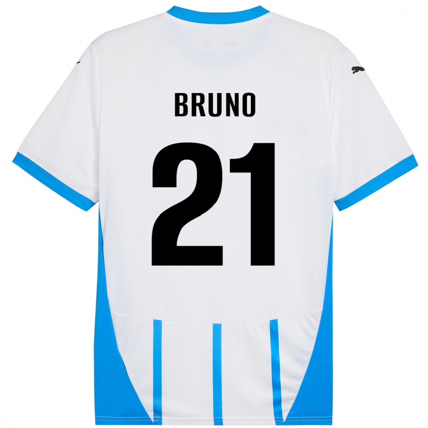 Kids Football Kevin Bruno #21 White Blue Away Jersey 2024/25 T-Shirt Uk