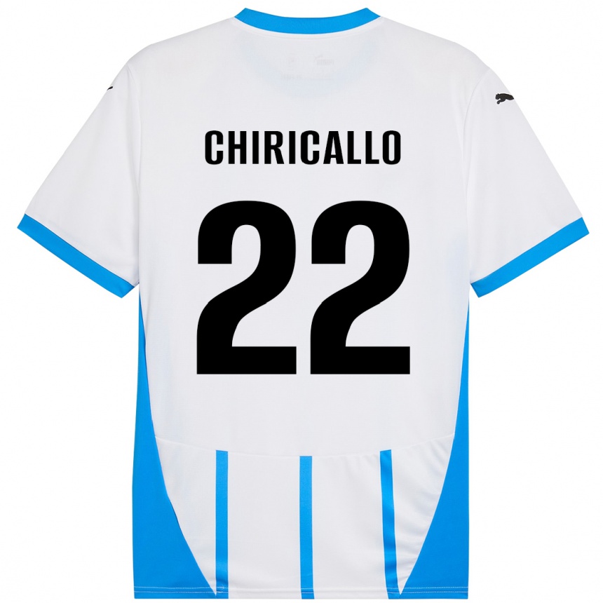 Kids Football Giovanni Chiricallo #22 White Blue Away Jersey 2024/25 T-Shirt Uk