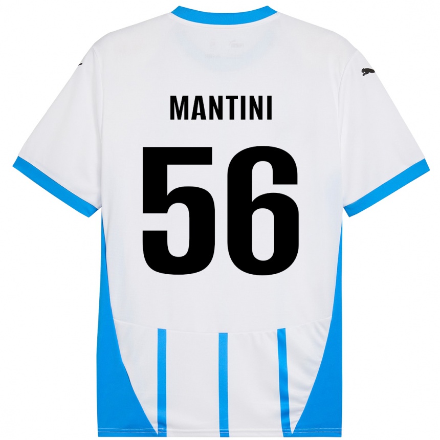 Kids Football Raffaele Mantini #56 White Blue Away Jersey 2024/25 T-Shirt Uk